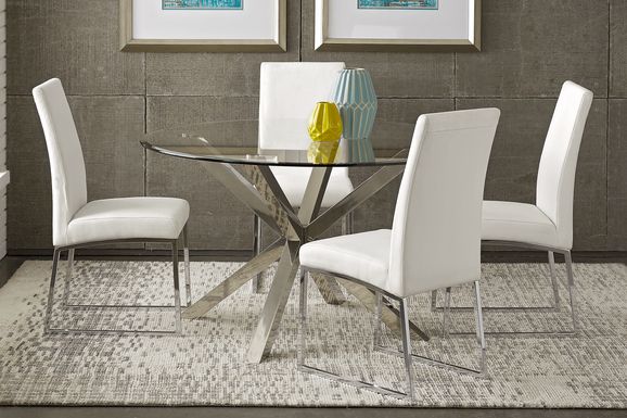Jules Gray 5 Pc Dining Set with Off-White Chairs