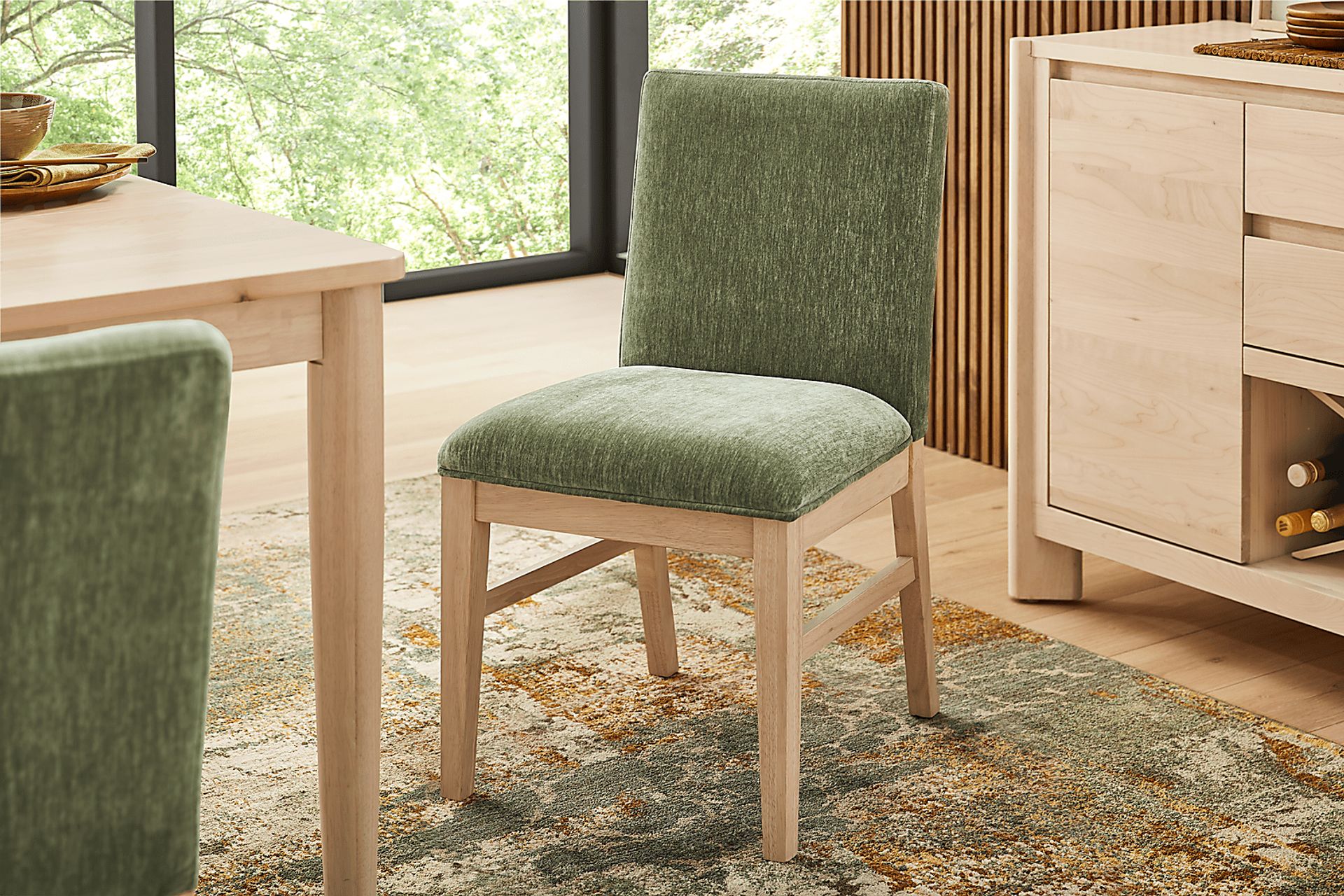 Julian Natural 5 Pc Dining Room with Green Upholstered Chairs - Image 13
