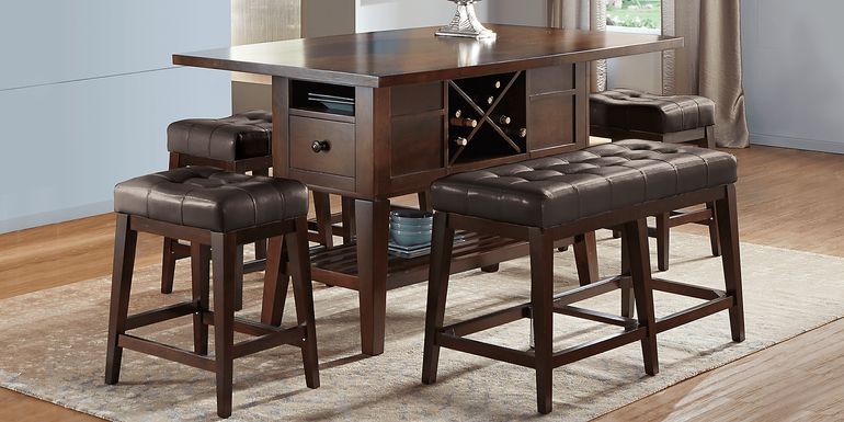 Julian Place Chocolate 5 Pc Counter Height Dining Room with Chocolate Barstools