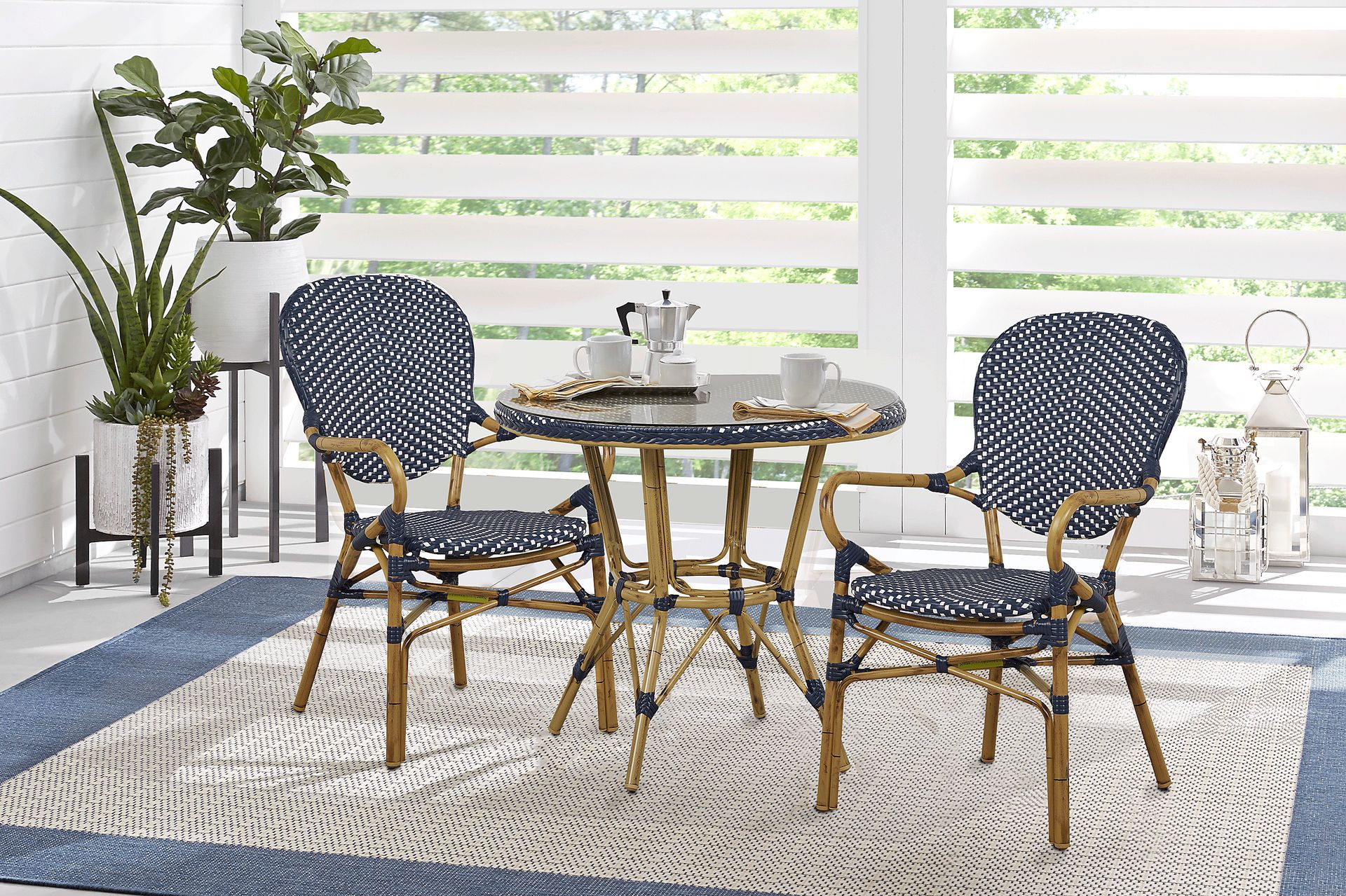 Juliette Blue 3 Pc Outdoor Dining Set - Image 1