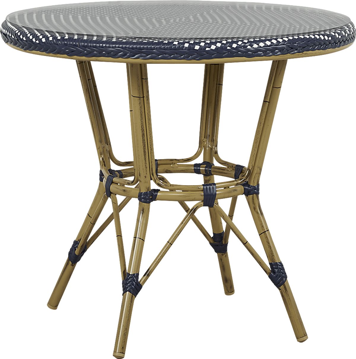 Juliette Wicker Blue Outdoor Round Dining Table Rooms to Go