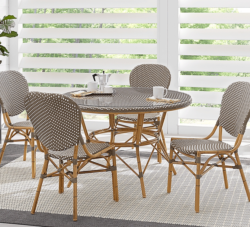 Juliette 5 Pc Wicker Gray Outdoor Dining Set With Side Chair, Round ...