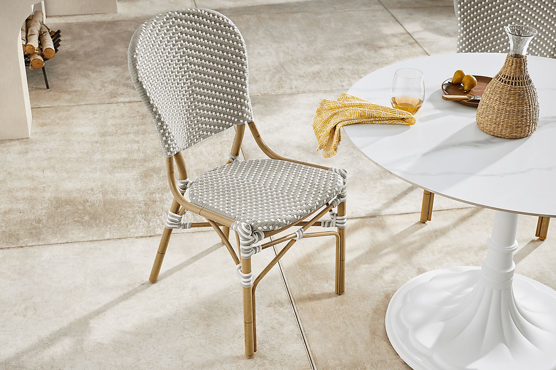 Juliette II White 5 Pc Outdoor Dining Set with Gray Chairs - Image 10