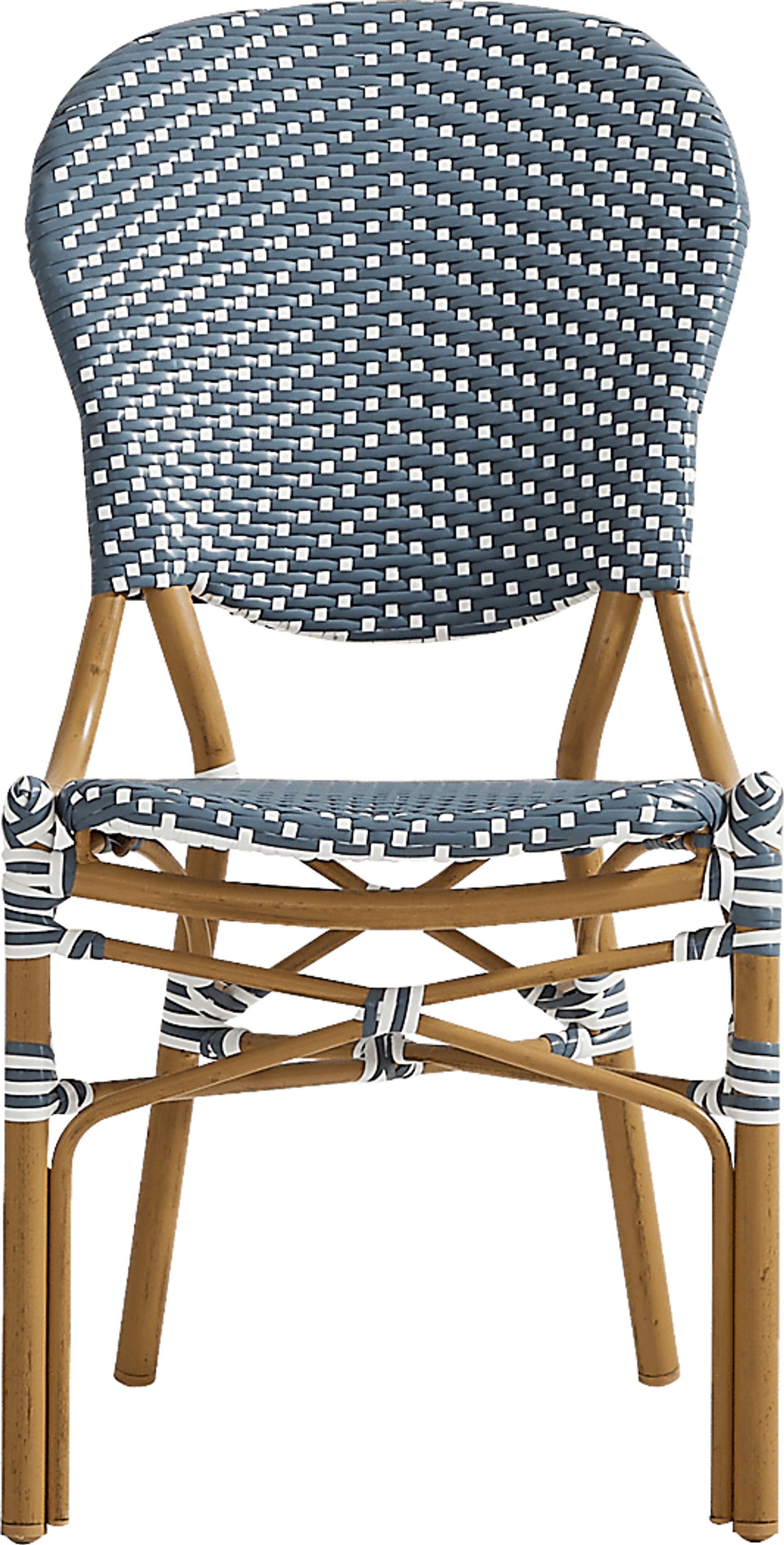 Juliette II White 3 Pc Outdoor Dining Set with Navy Chairs - Image 6