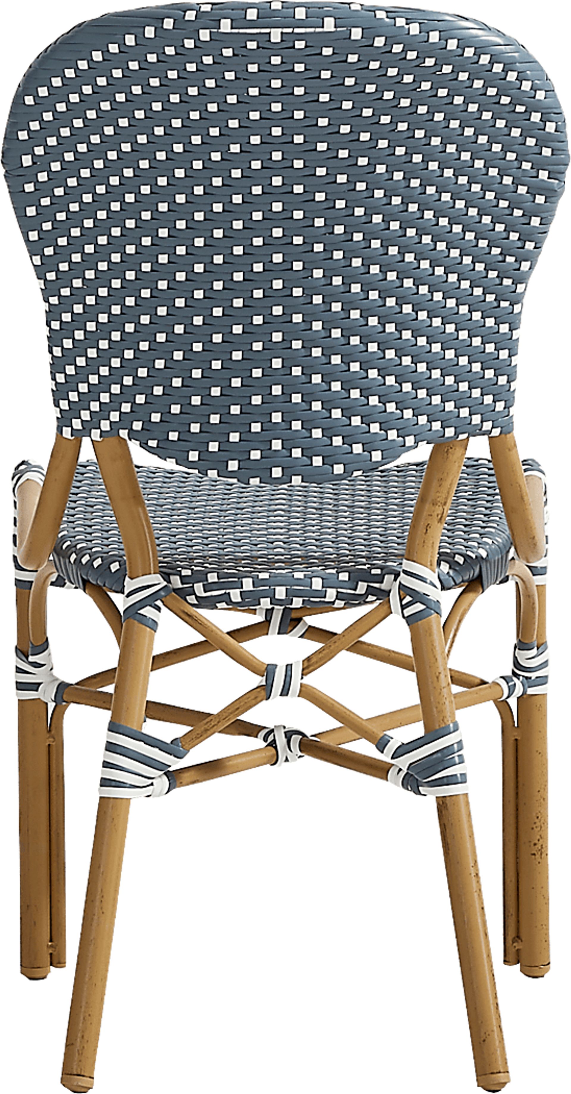 Juliette II White 3 Pc Outdoor Dining Set with Navy Chairs - Image 7