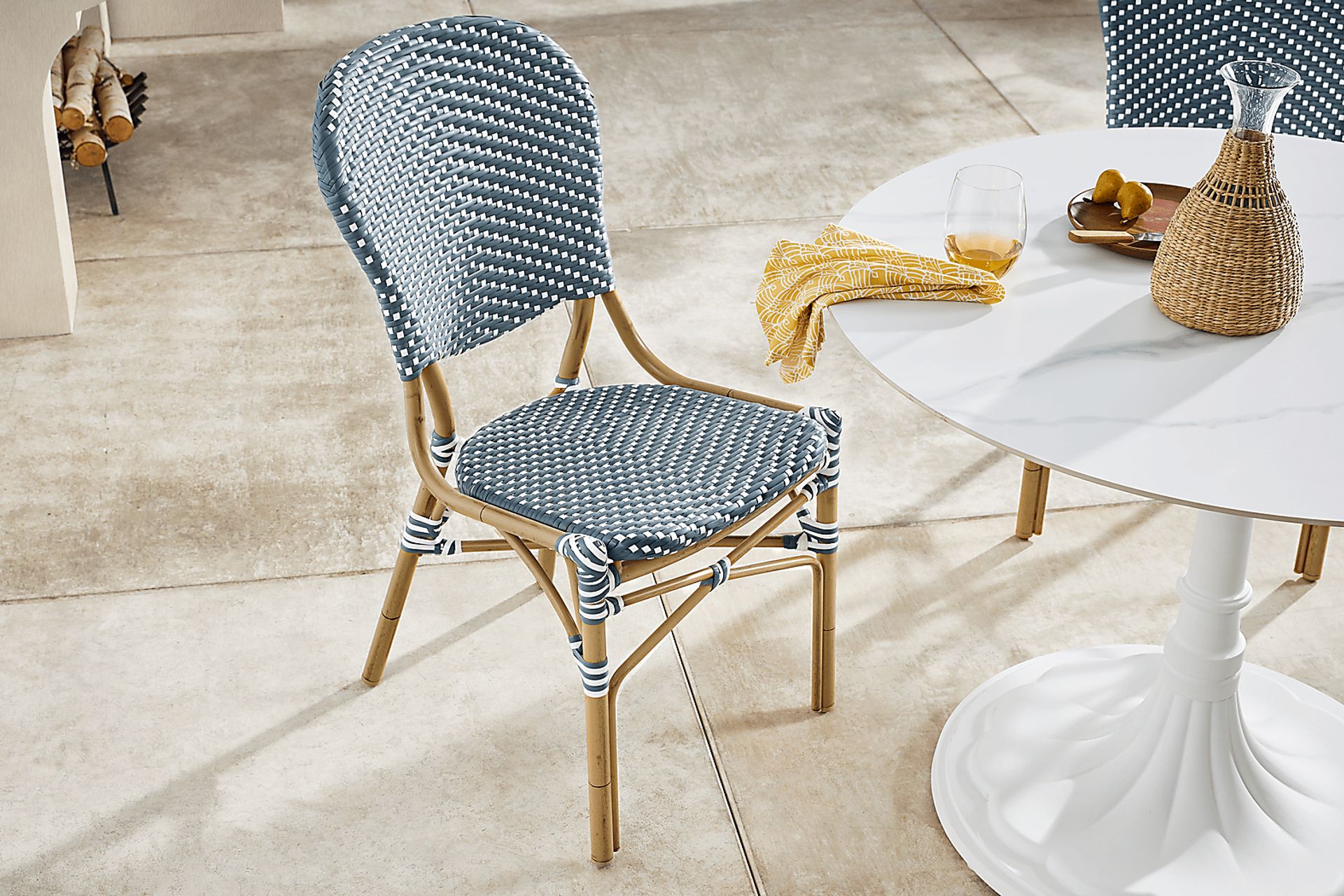 Juliette II White 3 Pc Outdoor Dining Set with Navy Chairs - Image 10