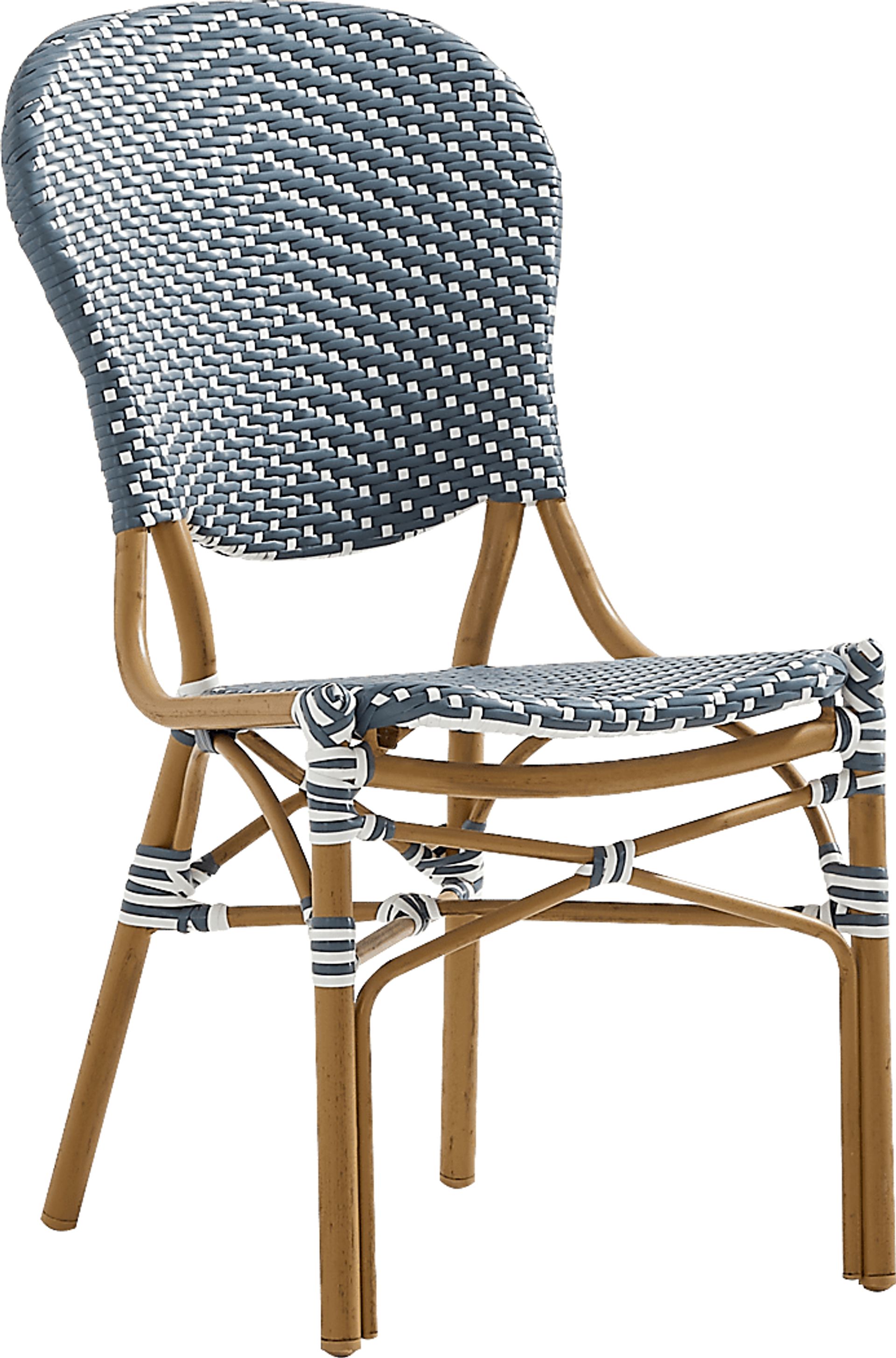 Juliette II White 3 Pc Outdoor Dining Set with Navy Chairs - Image 5