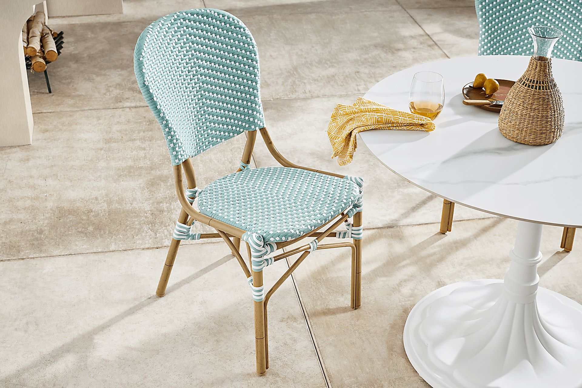 Juliette II White 3 Pc Outdoor Dining Set with Sky Chairs - Image 10