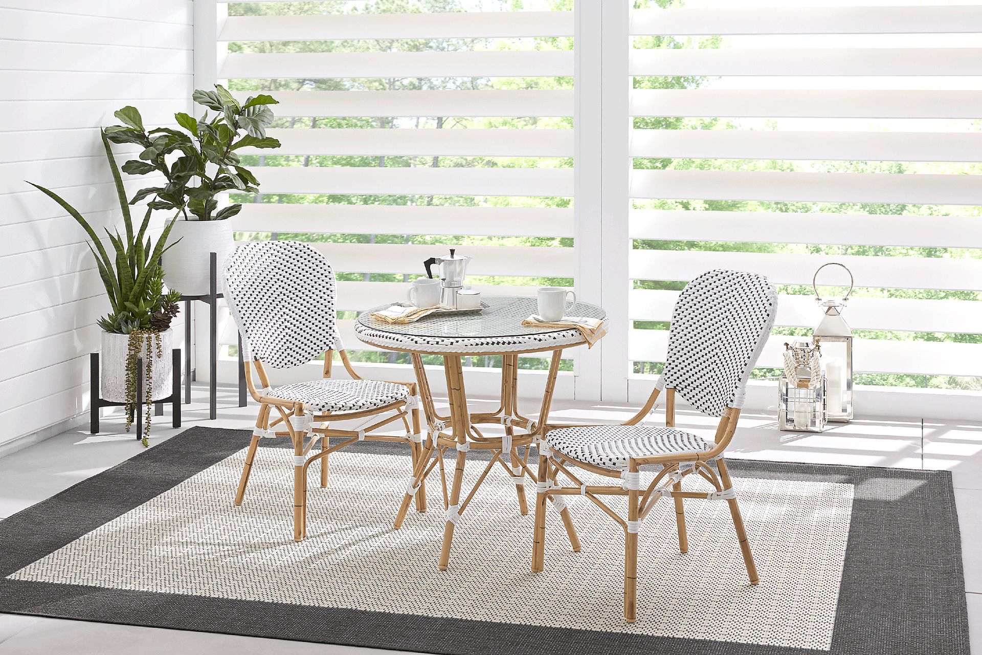 Juliette White 3 Pc Outdoor Dining Set - Image 1