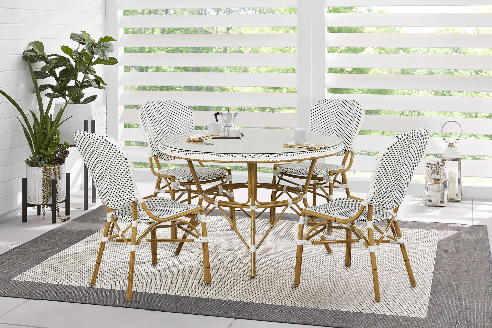 Juliette White 5 Pc Outdoor Dining Set - Image 1