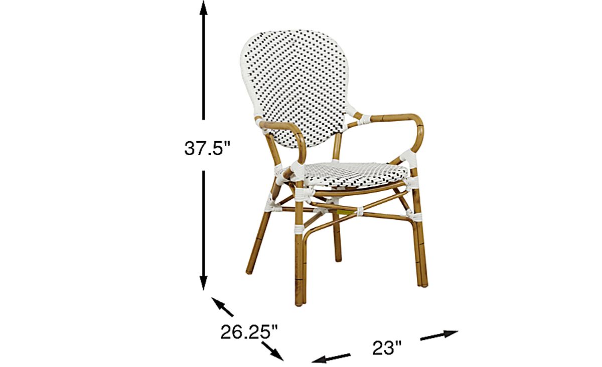 Juliette Wicker White Outdoor High Back Arm Chair | Rooms to Go