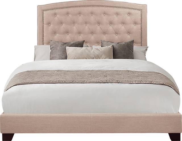 Juneberry Beige Queen Upholstered Bed - Thumbnail - Image 1