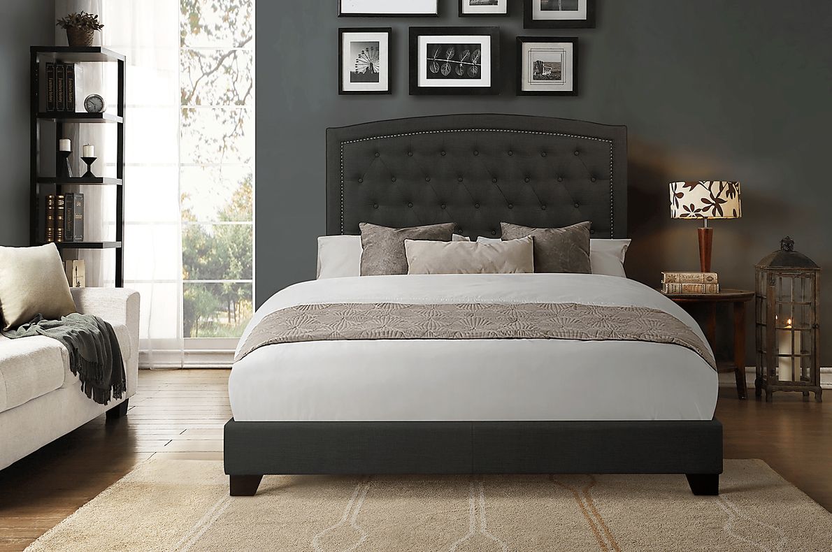 Juneberry Dark Gray King Upholstered Bed - Rooms To Go