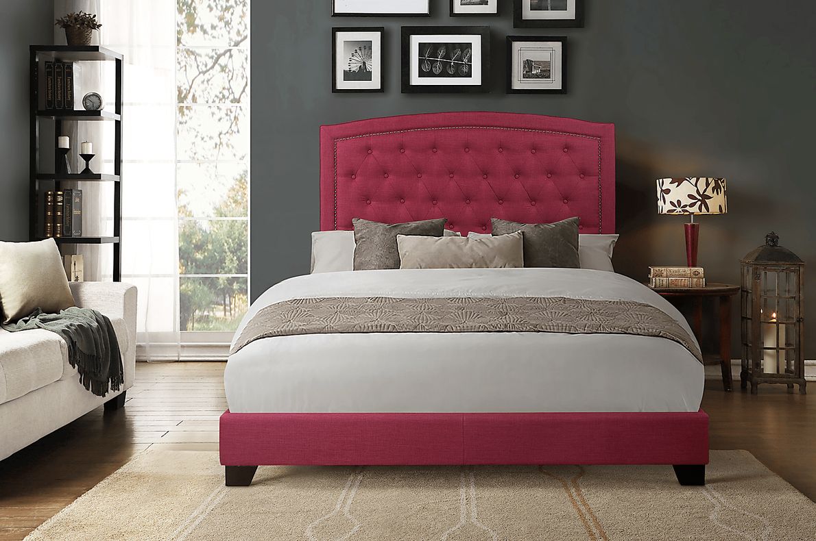 Juneberry Pink Queen Upholstered Bed