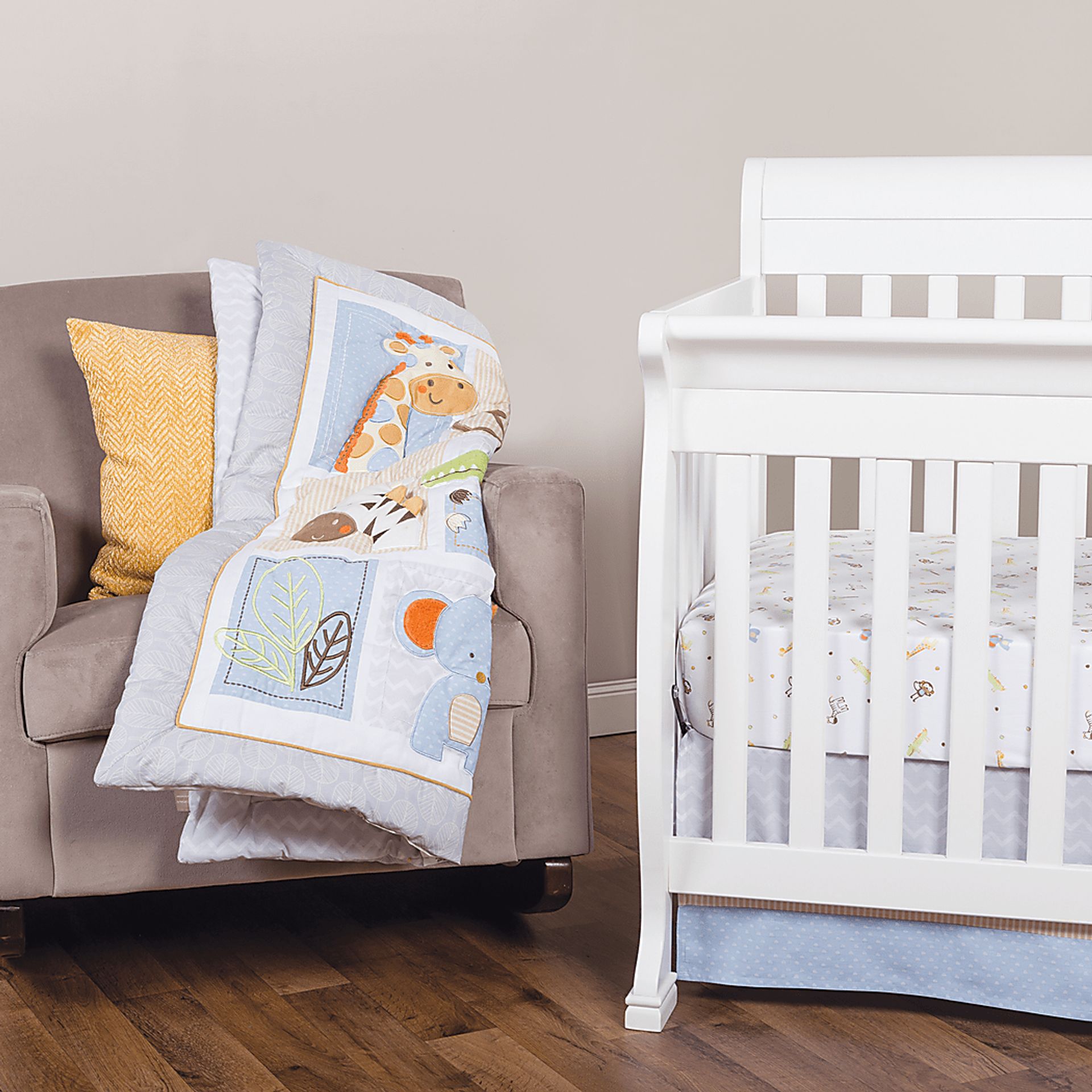 Jungle Whimsey Gray 6 Pc Baby Bedding Set - Image 12