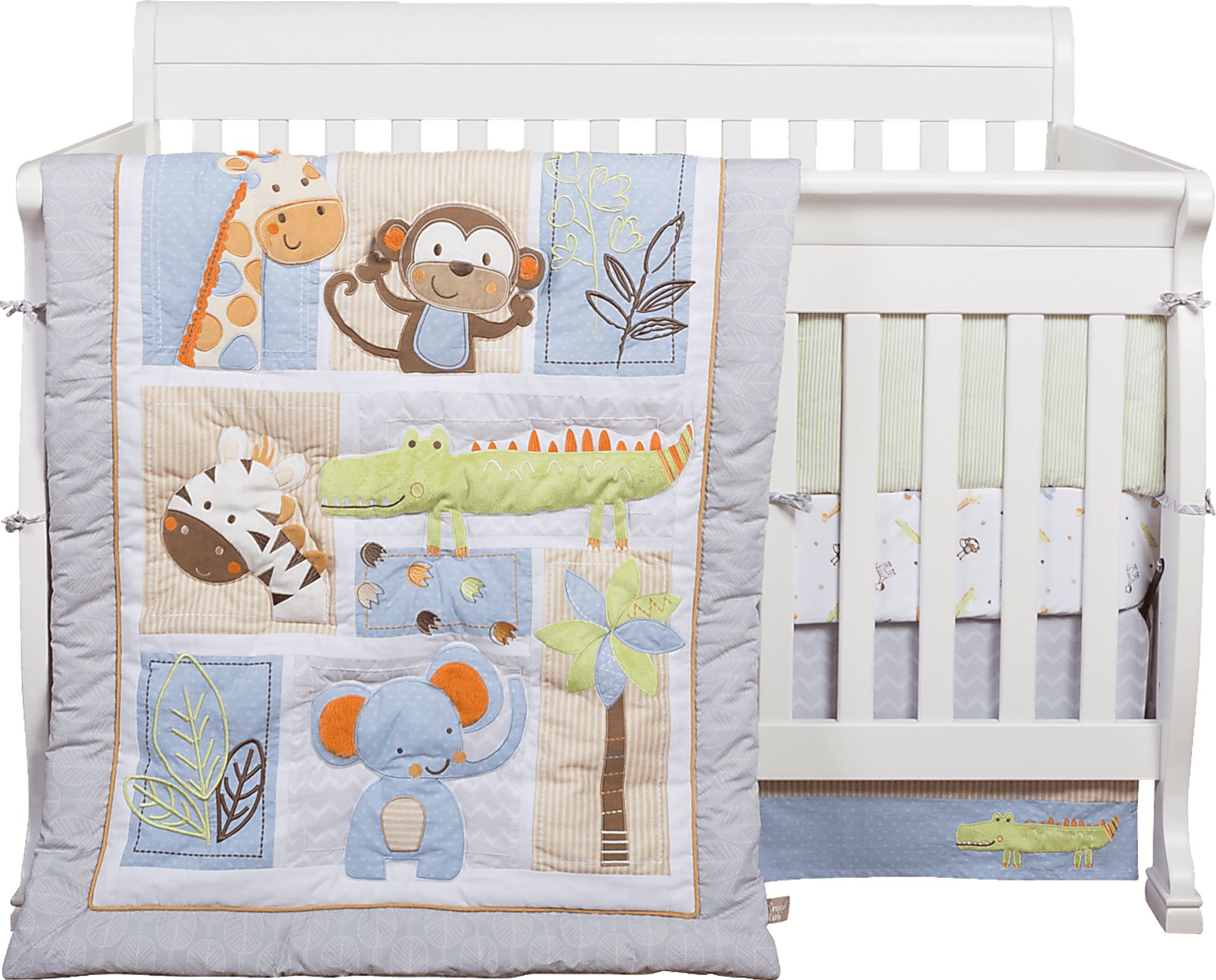 Jungle Whimsey Gray 6 Pc Baby Bedding Set - Image 3