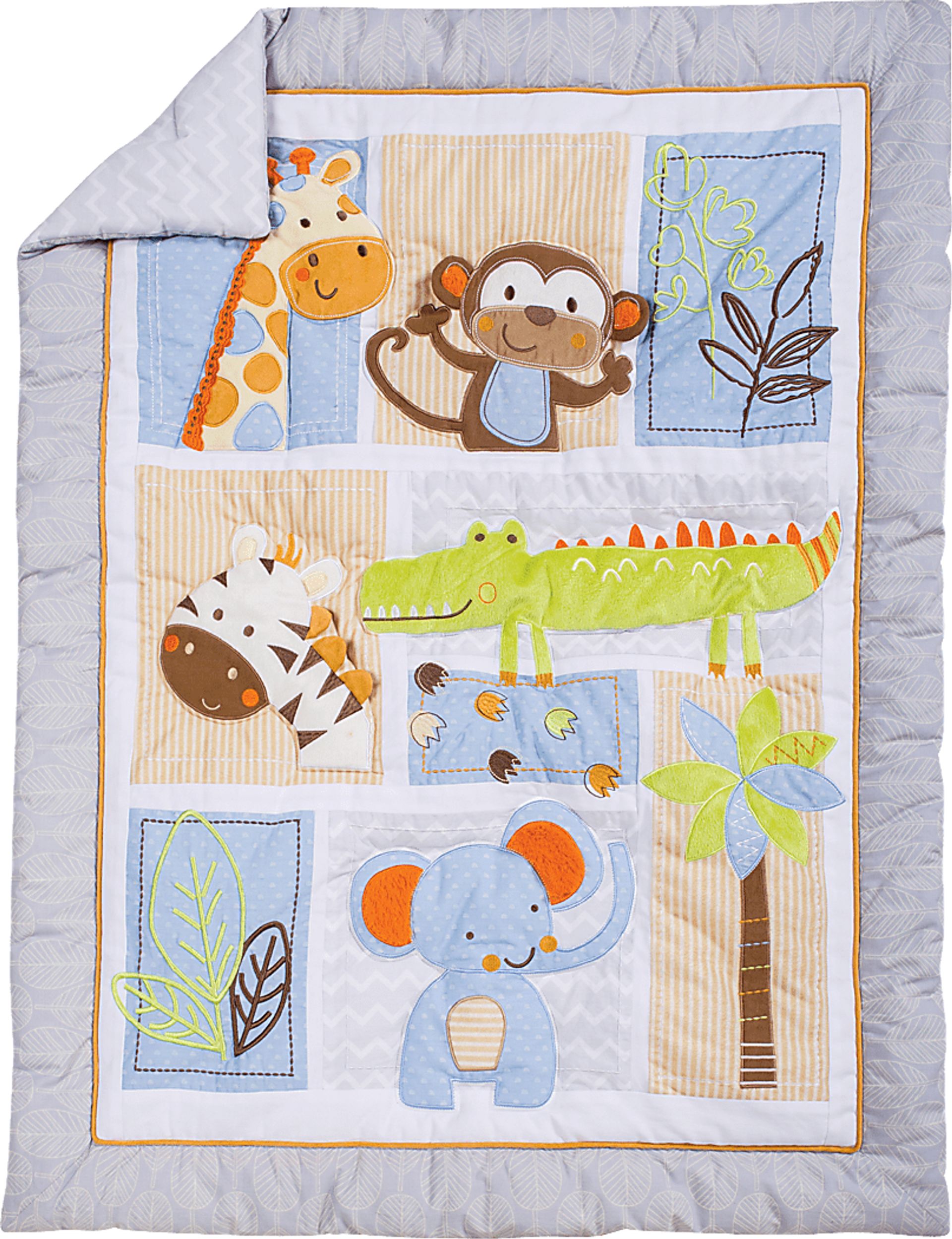 Jungle Whimsey Gray 6 Pc Baby Bedding Set - Image 8