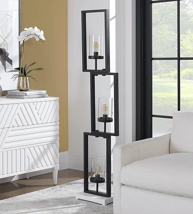 Justison Cave Black Floor Lamp - Thumbnail - Image 2