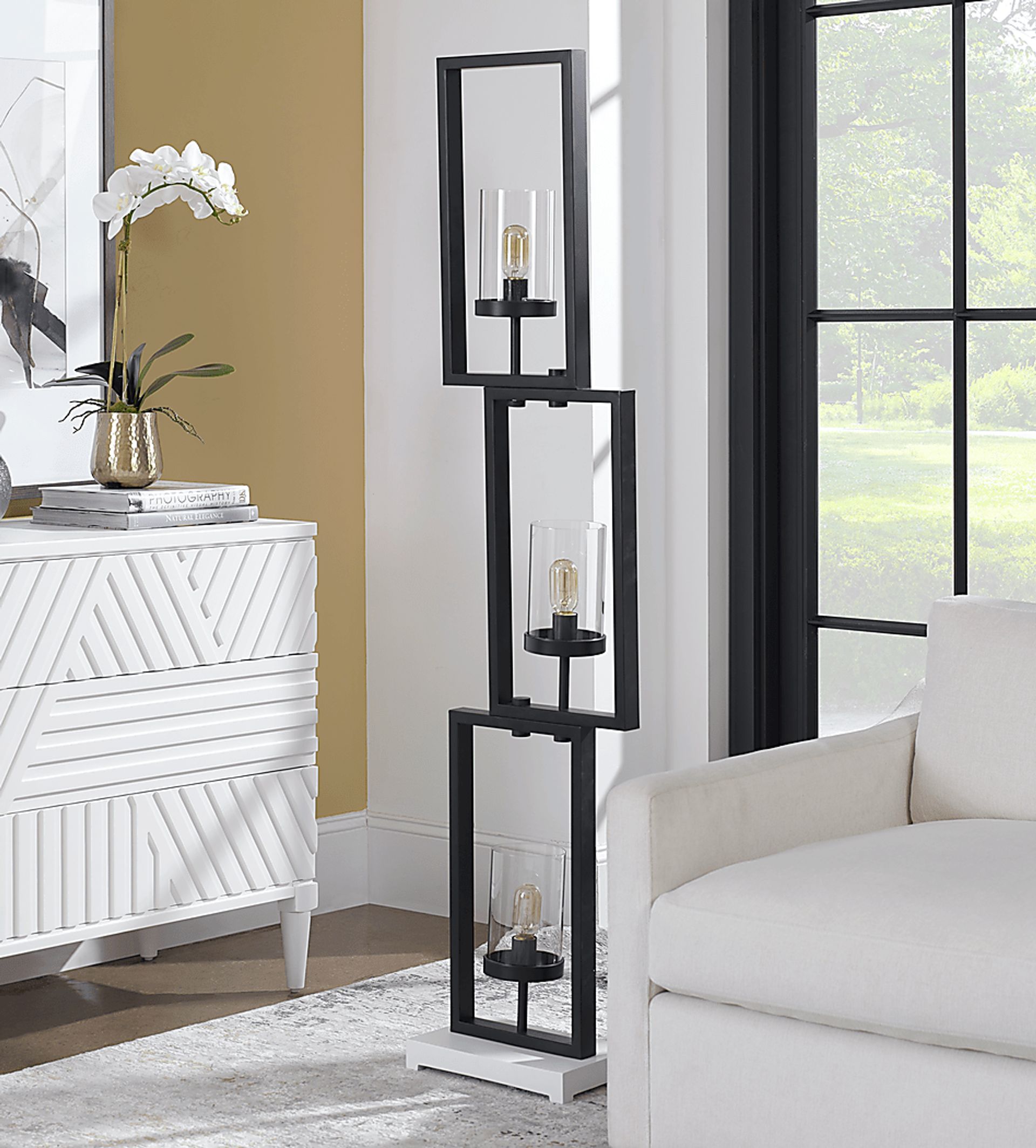 Justison Cave Black Floor Lamp - Image 2