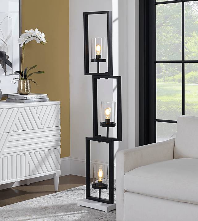 Justison Cave Black Floor Lamp - Thumbnail - Image 3