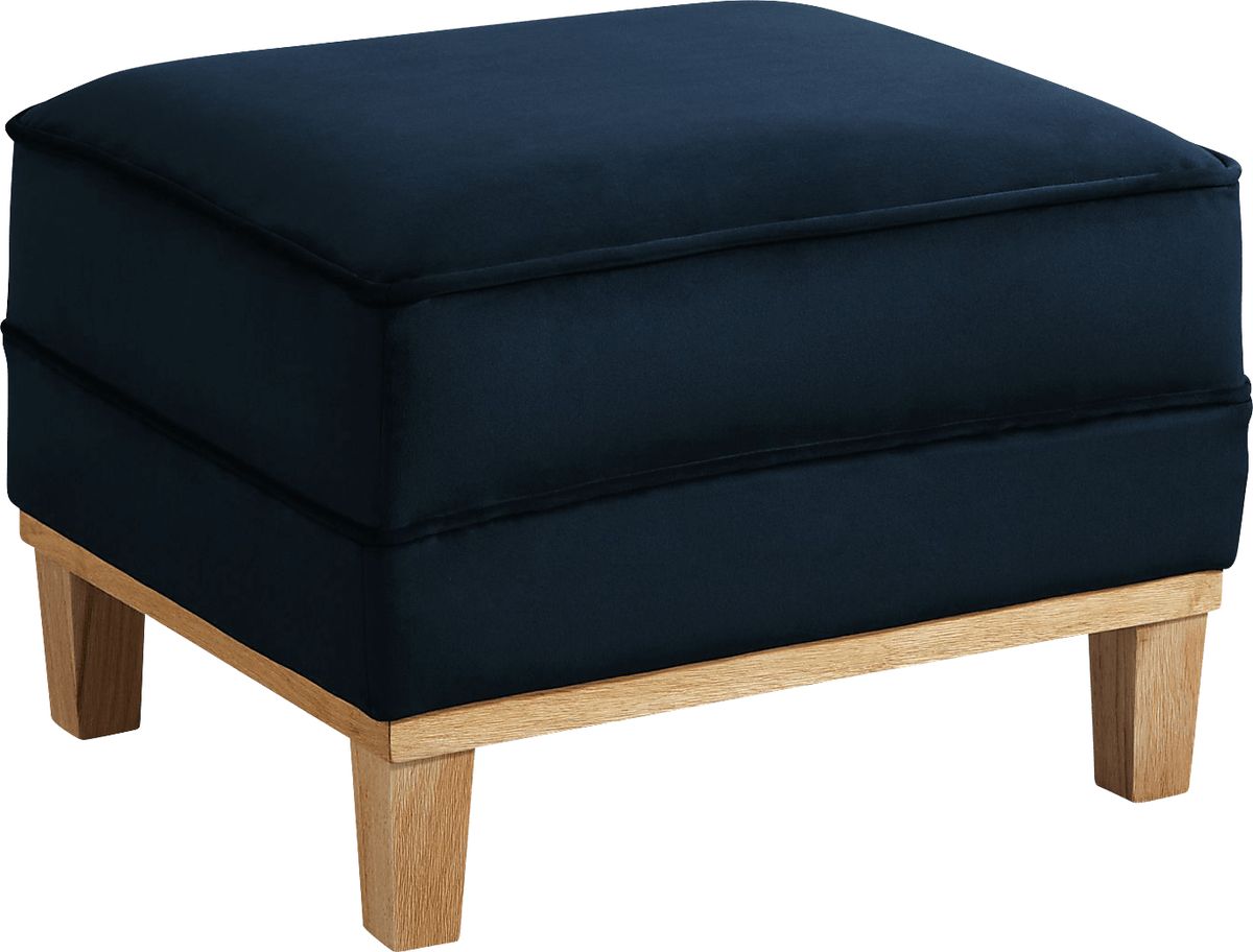 Kaali Dark Blue Polyester Fabric Ottoman | Rooms to Go