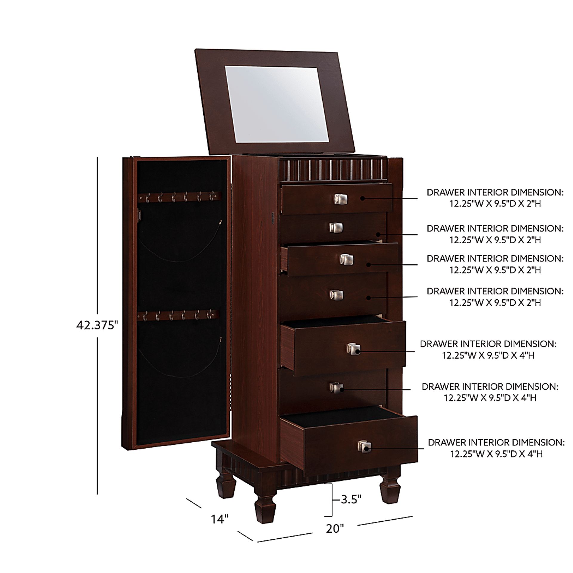 Kabrawa Brown Jewelry Armoire - Image 14