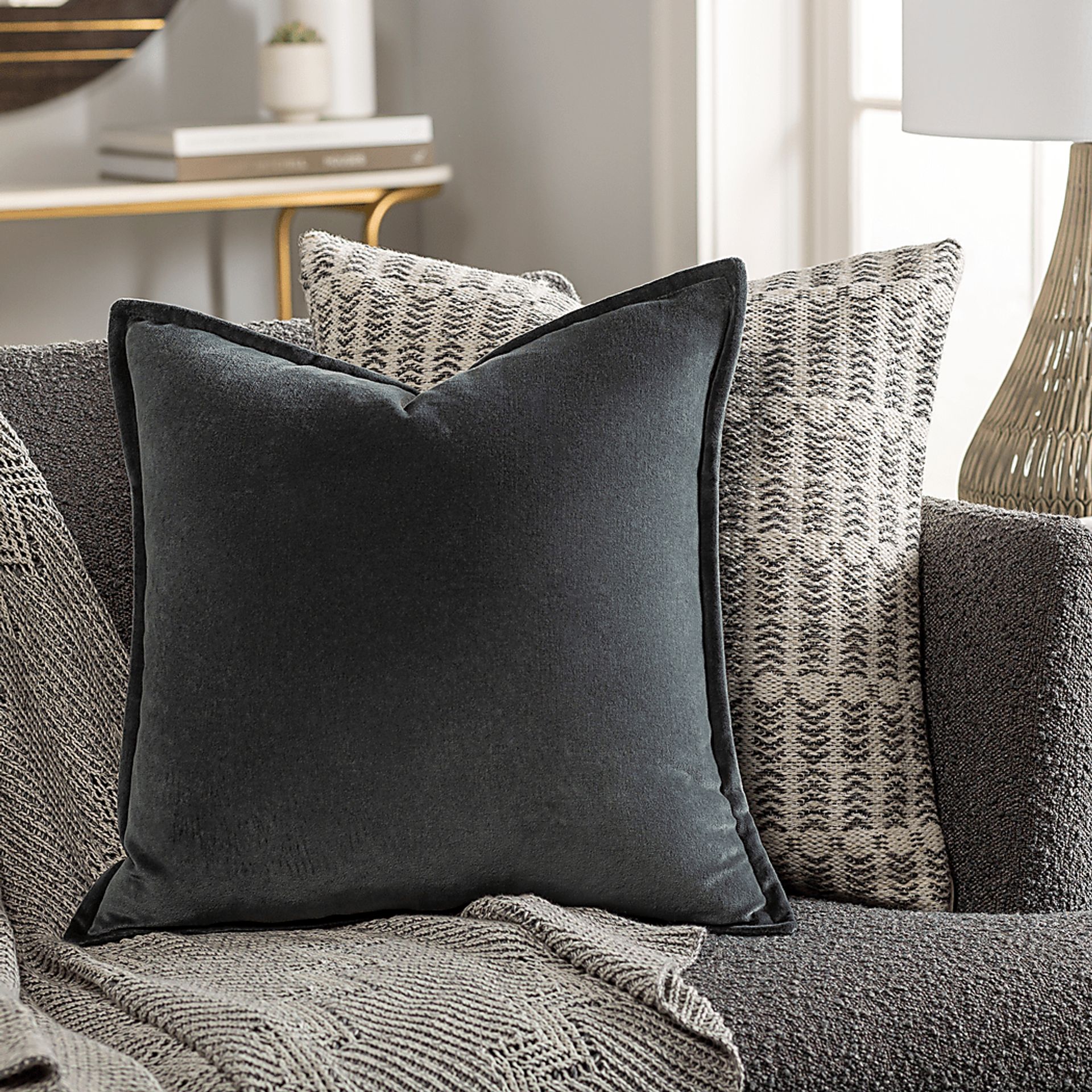 Kaden Charcoal Accent Pillow - Image 2
