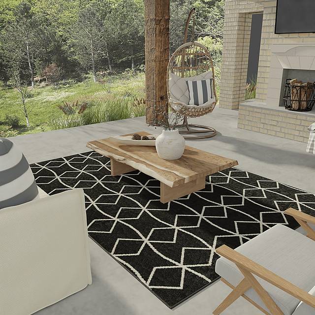 Kaikara Black 2' x 7' Indoor/Outdoor Runner - Thumbnail - Image 2
