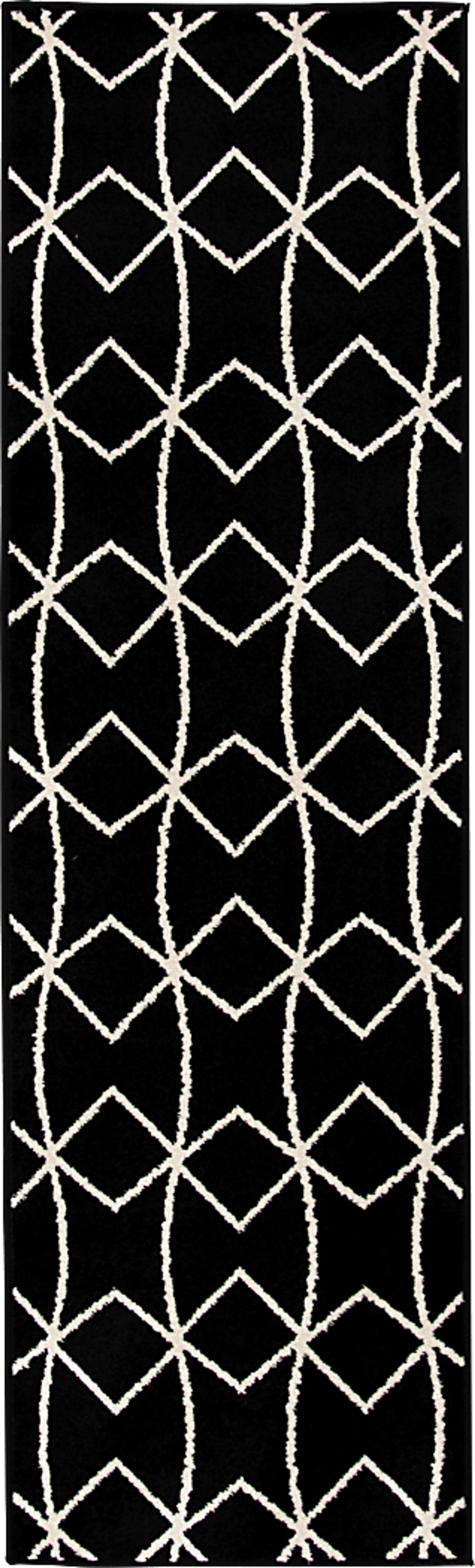 Kaikara Black 2' x 7' Indoor/Outdoor Runner - Image 1