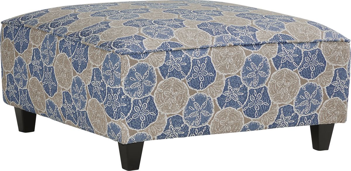 Kailani Coast Blue Polyester Fabric Cocktail Ottoman Rooms to Go