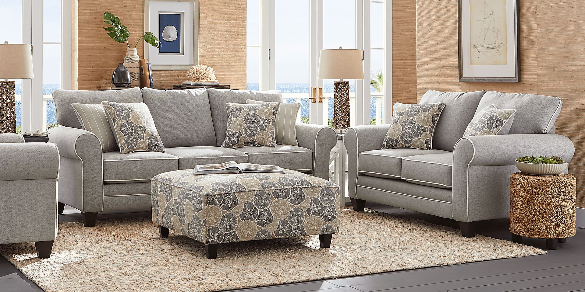 Kailani Coast Gray 7 Pc Living Room with Gel Foam Sleeper Sofa - Image 2