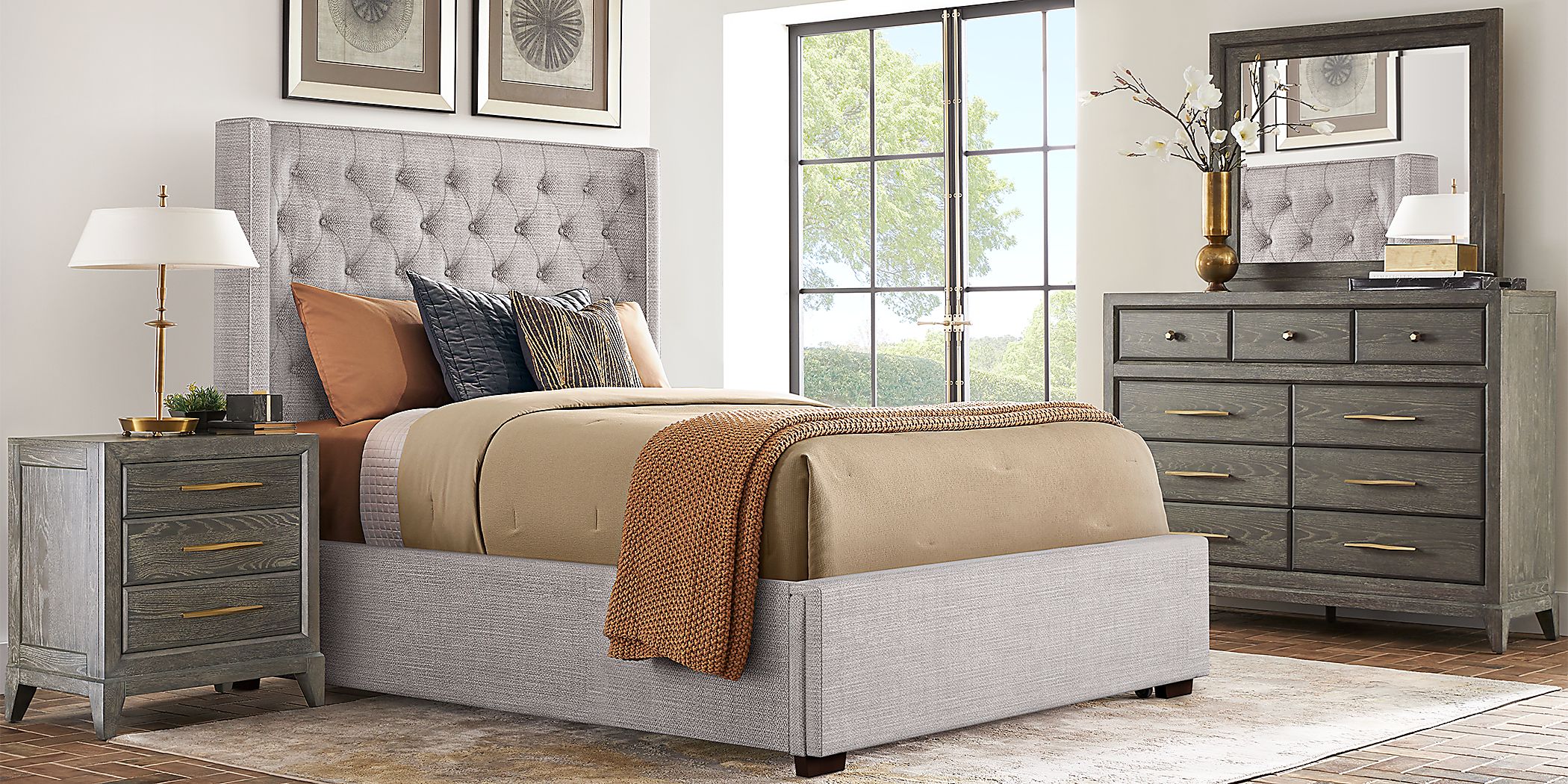 Cindy Crawford Kailey Park 5 Pc Charcoal Gray Queen Bedroom Set With ...
