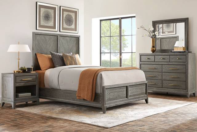 Kailey Park Charcoal 7 Pc King Panel Bedroom - Thumbnail - Image 1