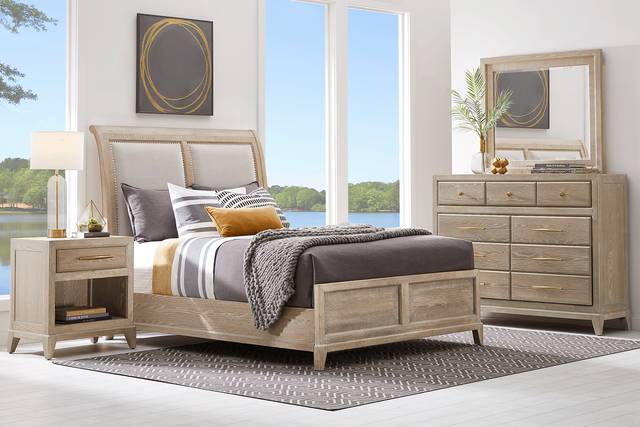 Kailey Park Light Oak 7 Pc King Sleigh Bedroom - Thumbnail - Image 1