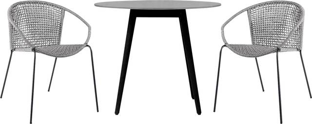 Kaiy Gray 3 PC Outdoor Dining Set - Thumbnail - Image 1