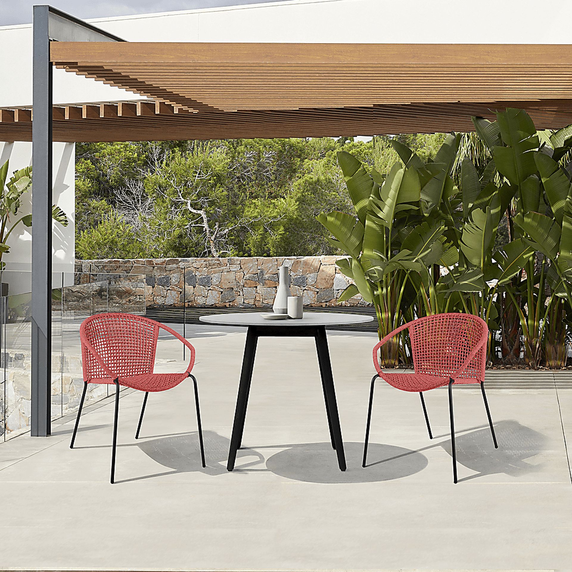 Kaiy Red 3 PC Outdoor Dining Set - Image 2