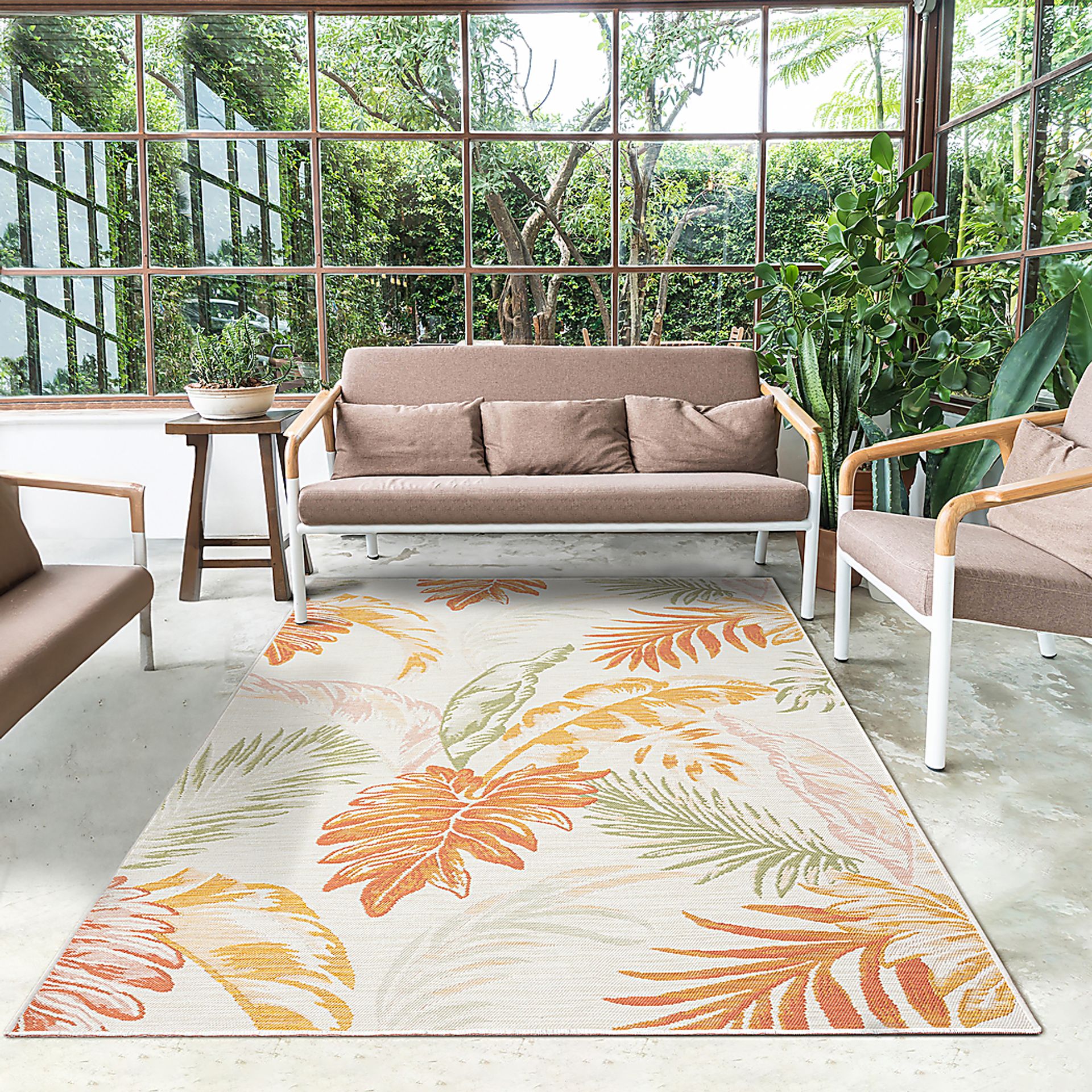 Kakay Bay Orange 5'3 x 7' Indoor/Outdoor Rug - Image 2