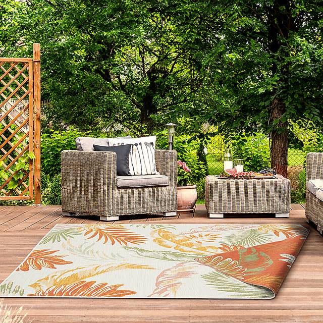 Kakay Bay Orange 5'3 x 7' Indoor/Outdoor Rug - Thumbnail - Image 3