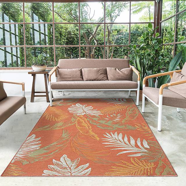 Kakay Bay Orange 5'3 x 7' Indoor/Outdoor Rug - Thumbnail - Image 4