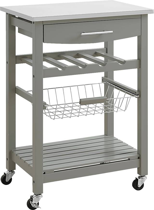 Kalany Gray Kitchen Cart - Thumbnail - Image 1