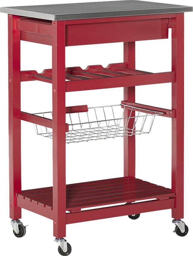Kalany Red Kitchen Cart - Thumbnail - Image 2