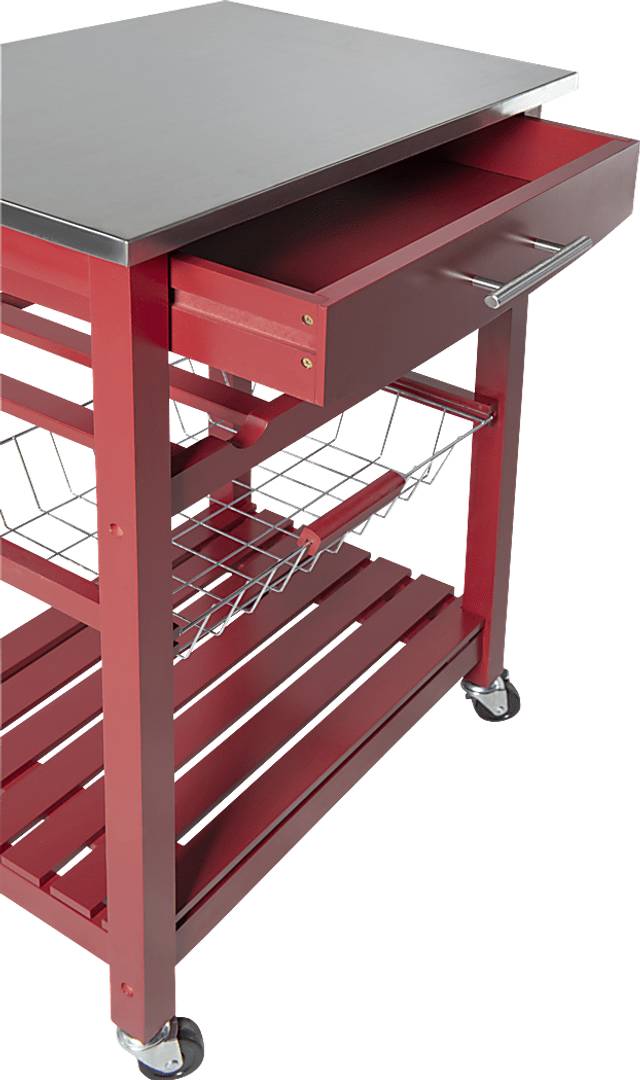 Kalany Red Kitchen Cart - Thumbnail - Image 3