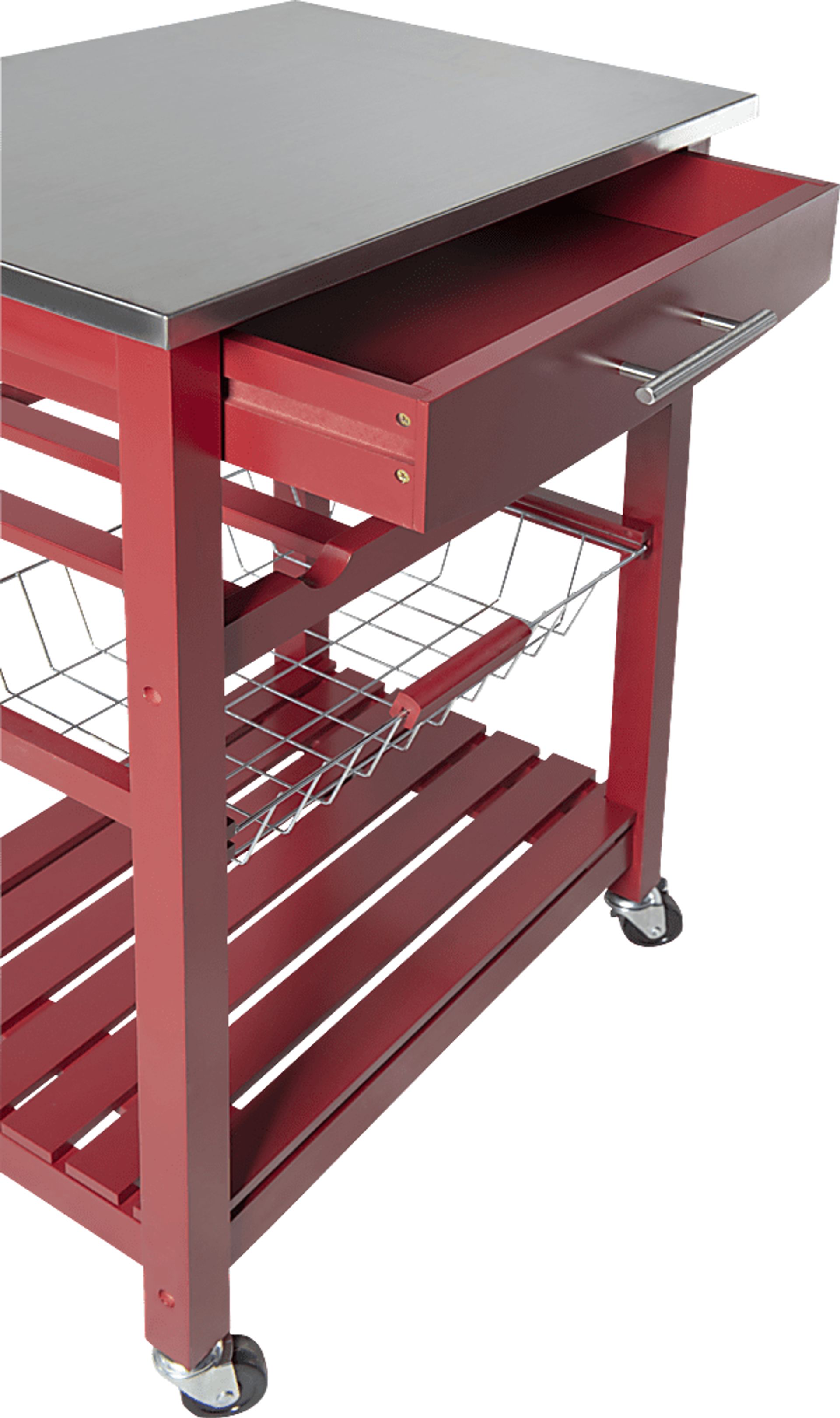Kalany Red Kitchen Cart - Image 3