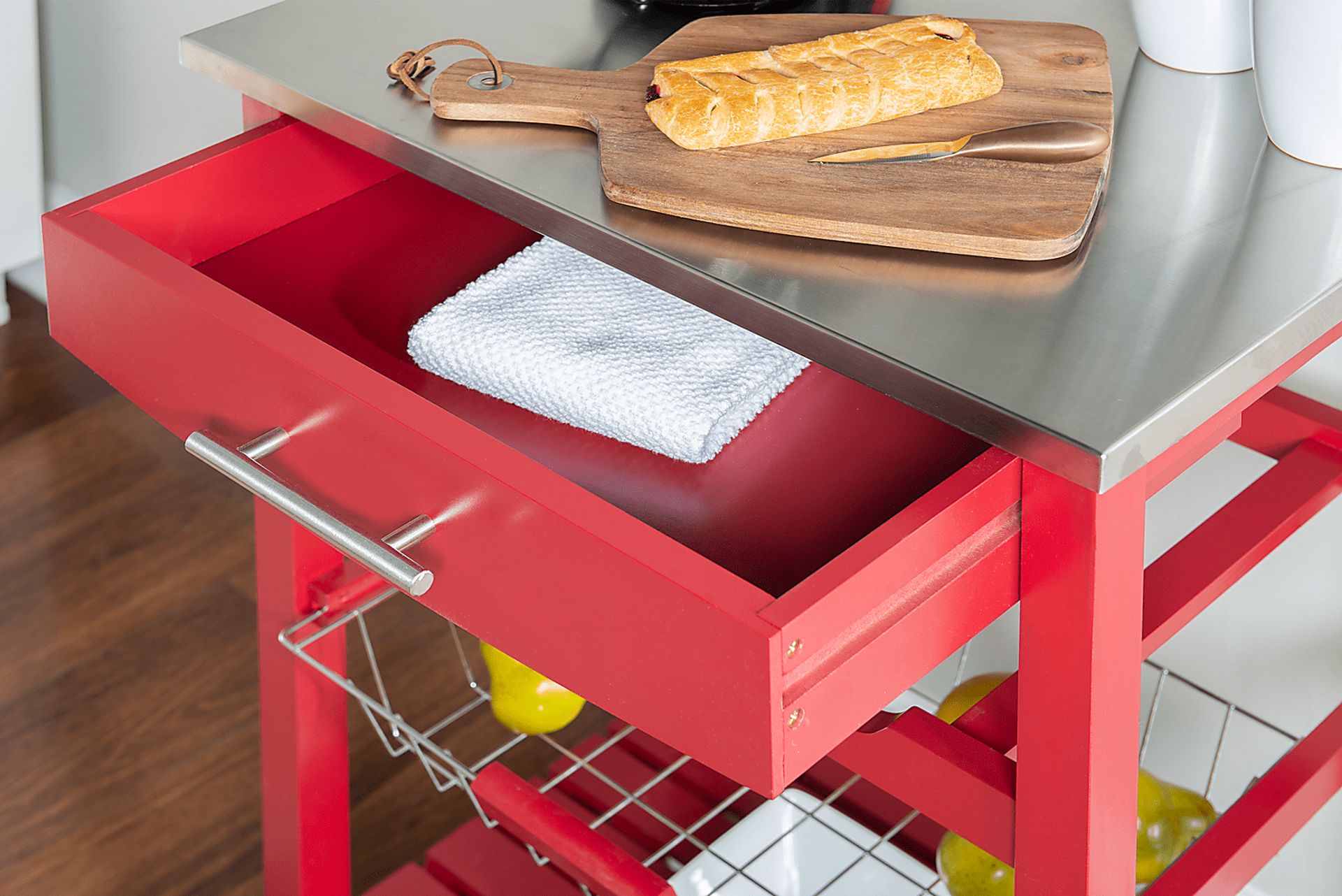 Kalany Red Kitchen Cart - Image 4