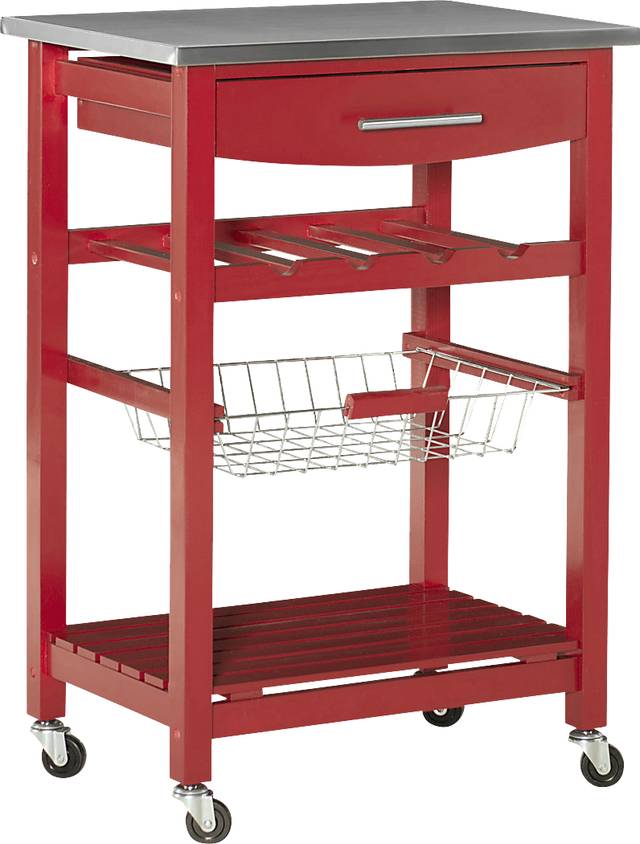 Kalany Red Kitchen Cart - Thumbnail - Image 1
