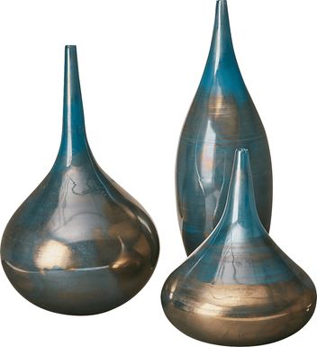 Kalisher Blue Glass Vase Set of 3