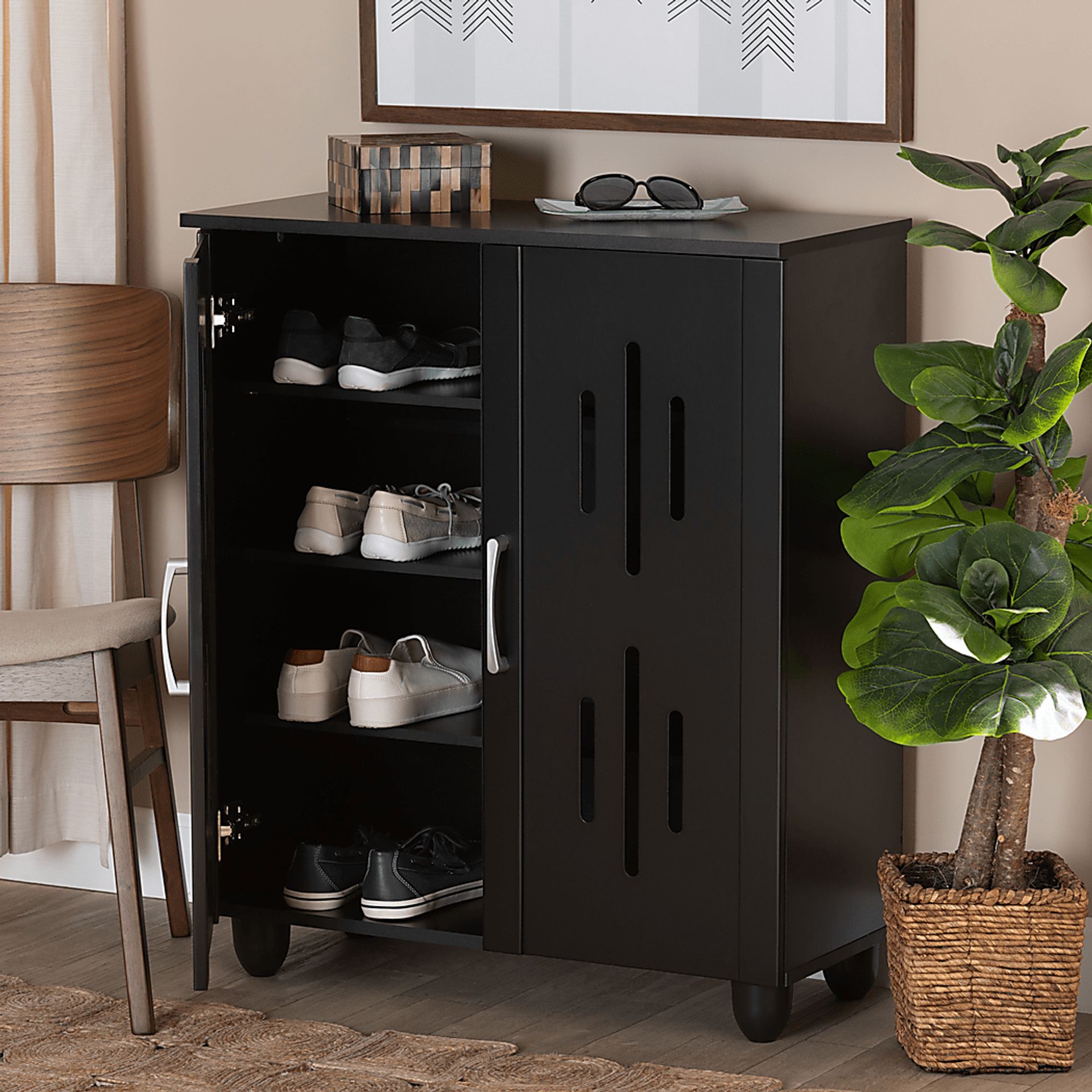 Kaloken Brown Shoe Storage Cabinet - Image 8