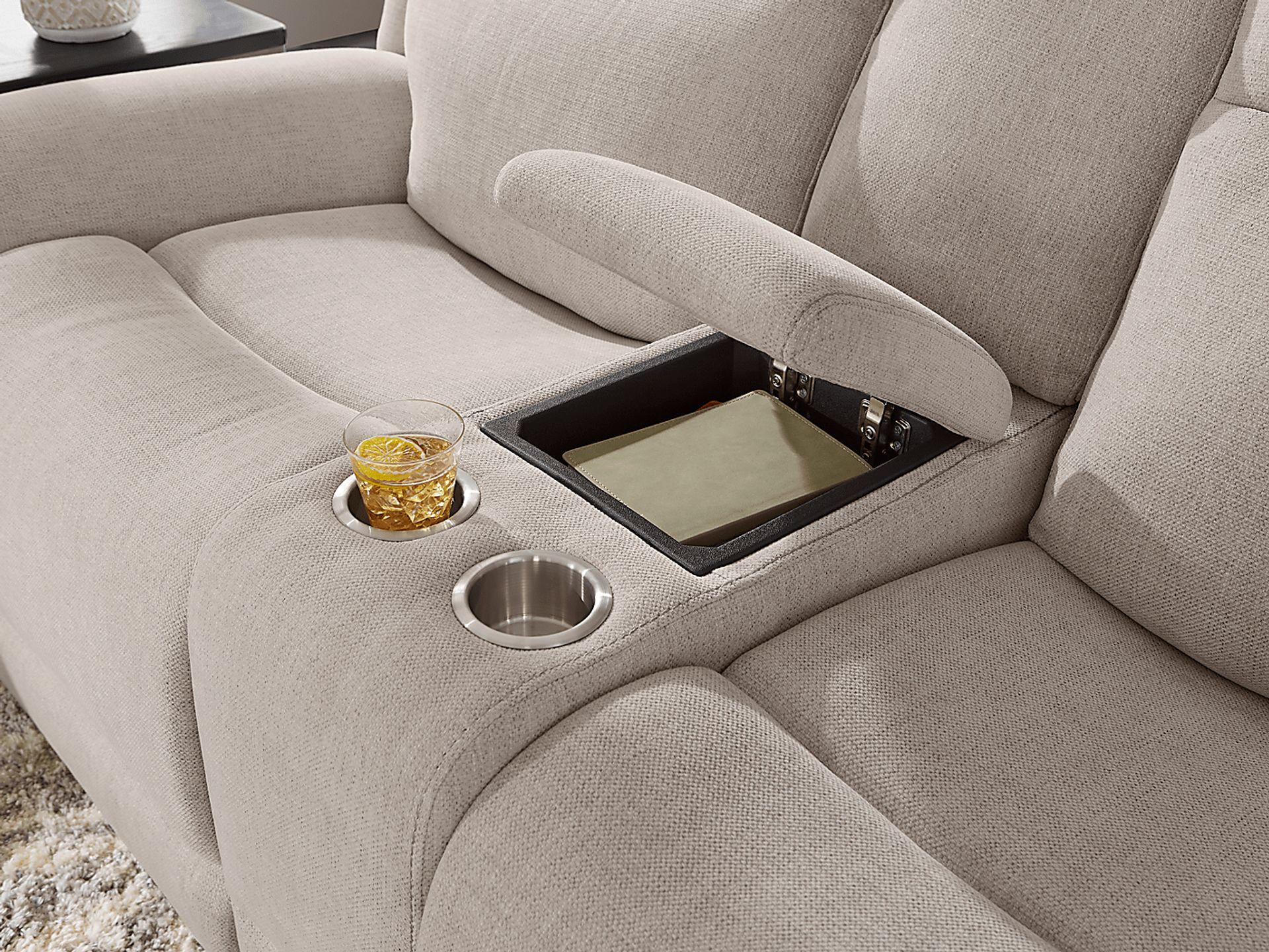 Kamden Place 7 Pc Cement Polyester Fabric Dual Power Reclining Living Room Set With Dual Power