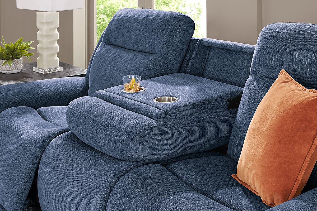 Kamden Place Cobalt Blue Polyester Fabric Non Power Reclining Sofa Rooms to Go