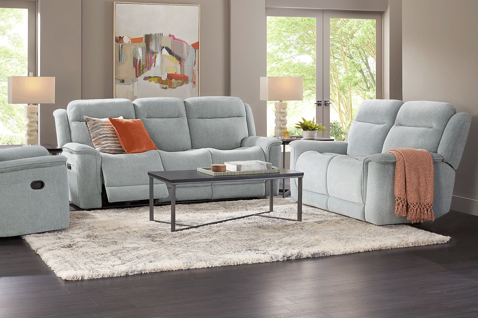 Kamden Place Seafoam 5 Pc Living Room with Dual Power Reclining Sofa - Image 1